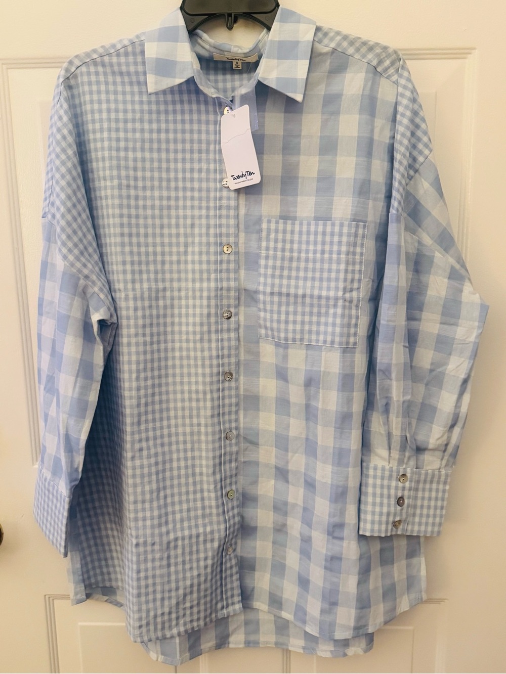 Women’s blue checked Twenty Ten small blouse new